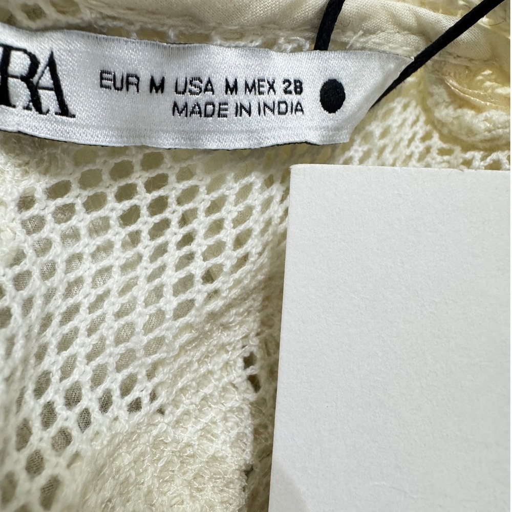 Zara ZW Collection Embroidered Combination Dress Ecru Lace‎ Midi Womens Medium - Picture 12 of 12
